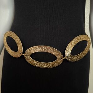 Gold tone metallic statement chain belt